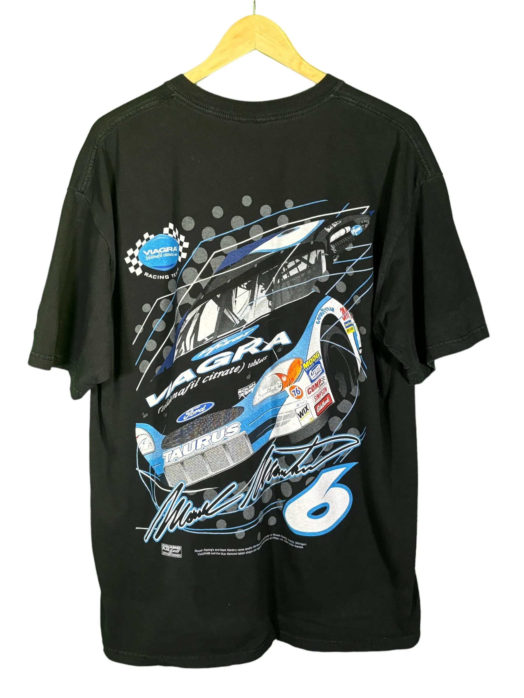 00's NASCAR Mark Martin Big Print Racing Graphic Tee Size XL