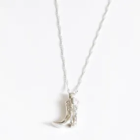 18" Cowboy Boot Pendant (Silver)