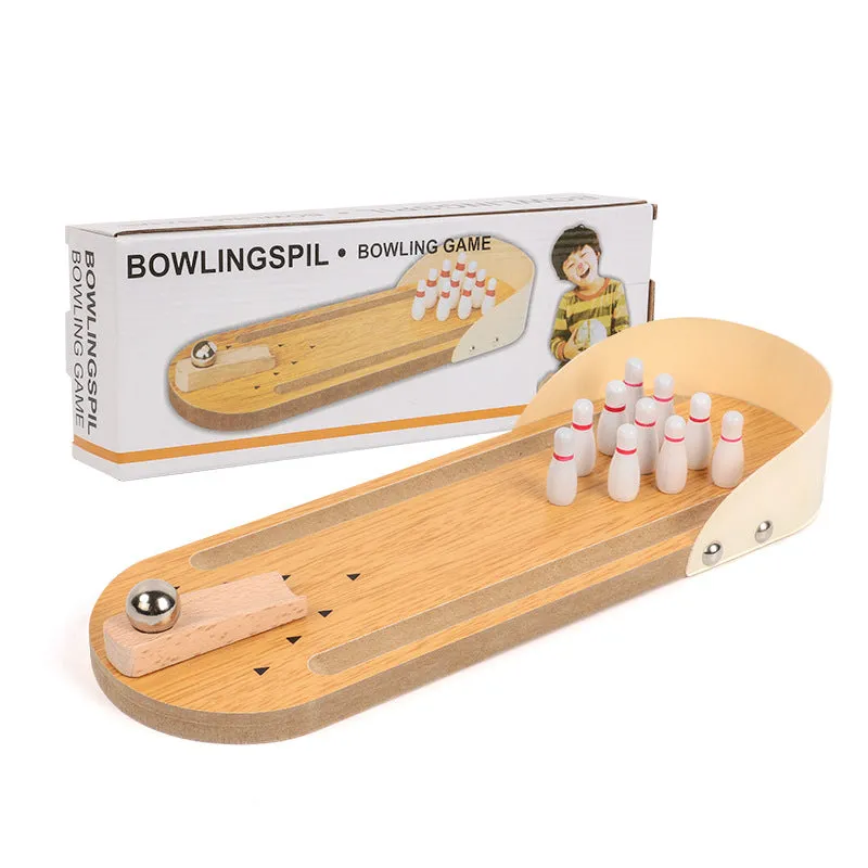 29cm Mini Wooden Bowling Toddler Parent-Child Interactive Desktop Game