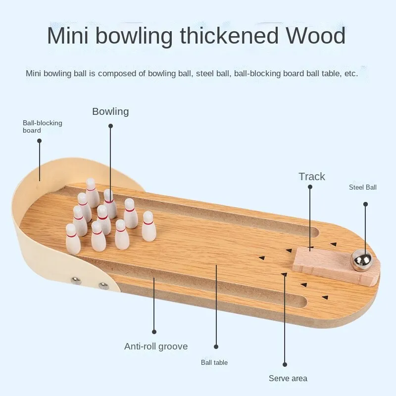 29cm Mini Wooden Bowling Toddler Parent-Child Interactive Desktop Game