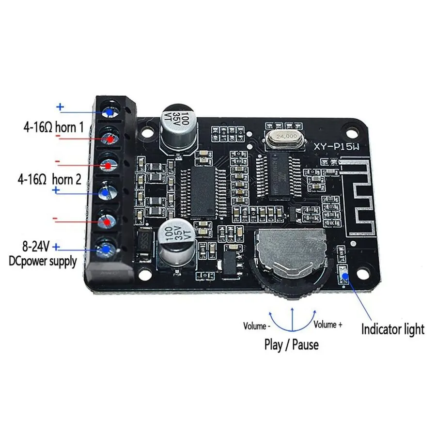 30W 30W Bluetooth 5.0 Stereo Power Amplifier Board 8-24V