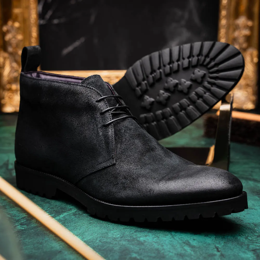 46-602-BLK REZZA Suede Calfskin Chukka Boot Black