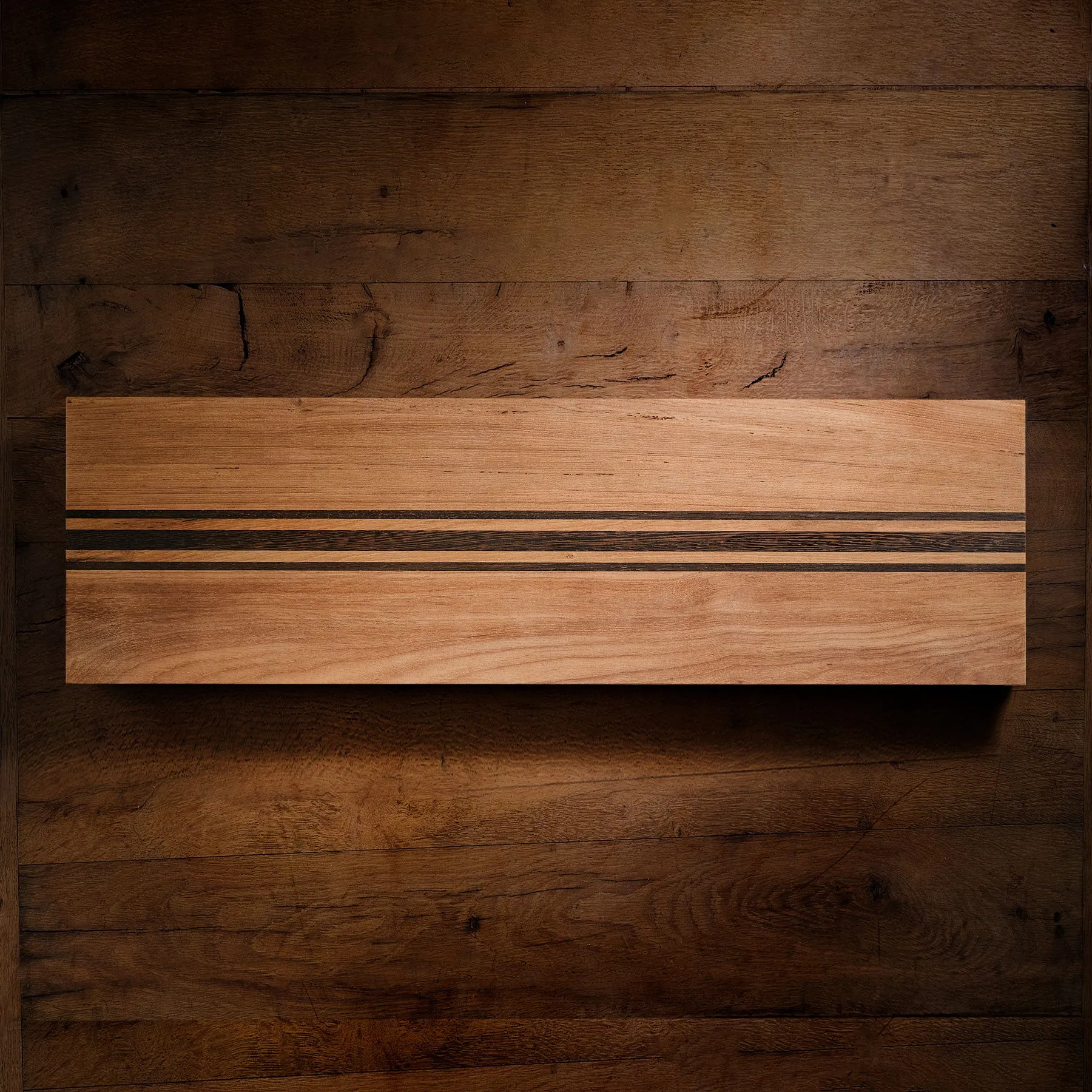 9X30" Teak Serving Board - Teak/Natural Finish with Triple Stripe