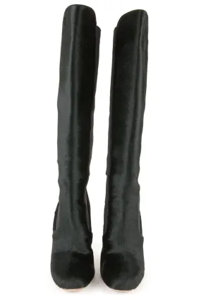 Alaïa 38 Dark Green Pony Hair Knee High Boots