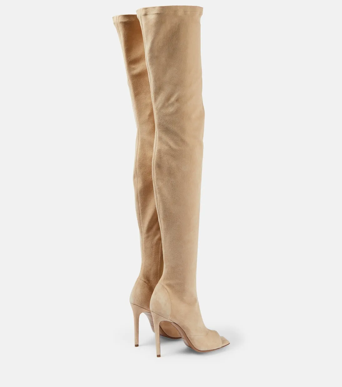 Amanda Paris Texas suede over the knee boots, beige