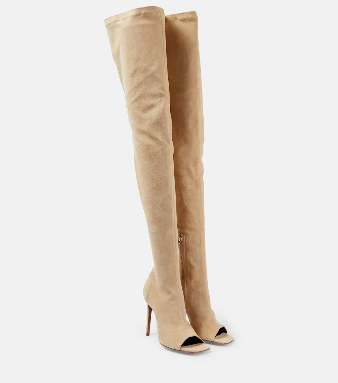 Amanda Paris Texas suede over the knee boots, beige