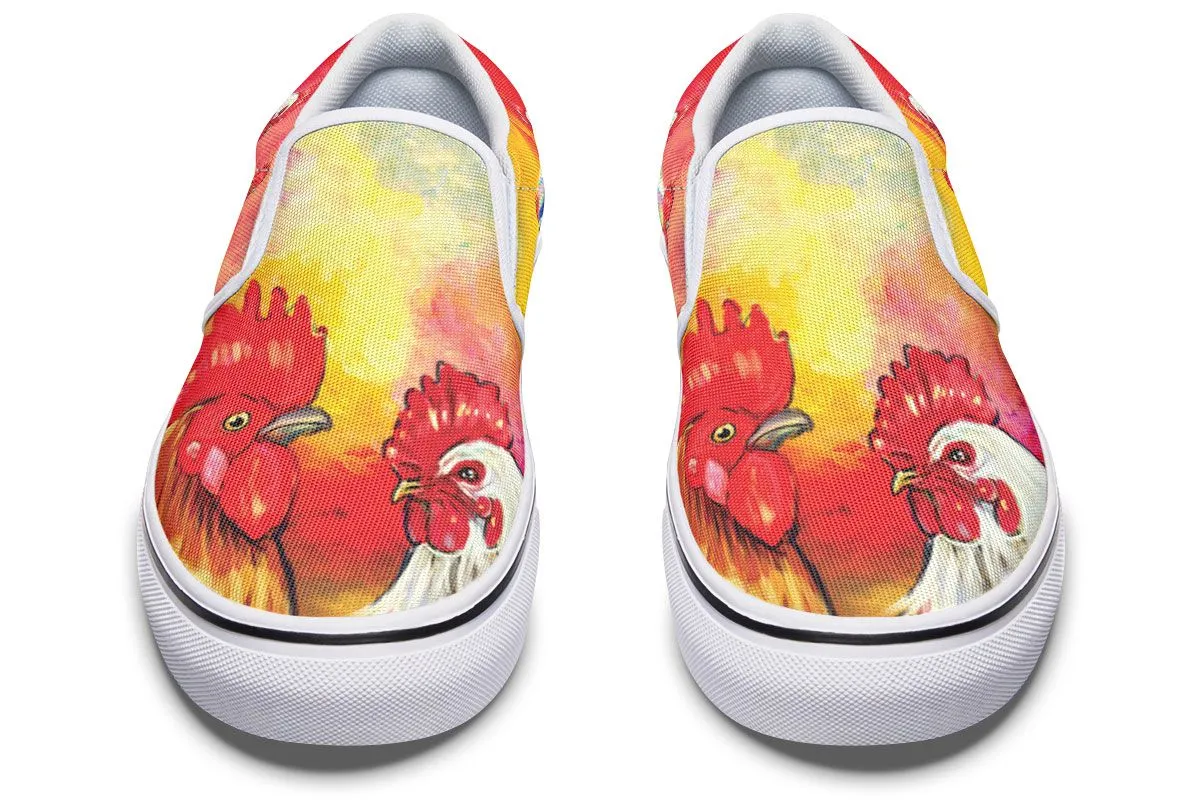 Artistic Rooster Slip-On Shoes