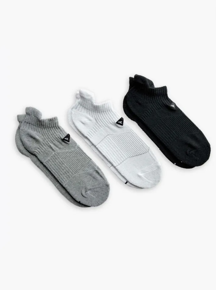 Athletic Short Sock 3 Pack - White/Black/Grey