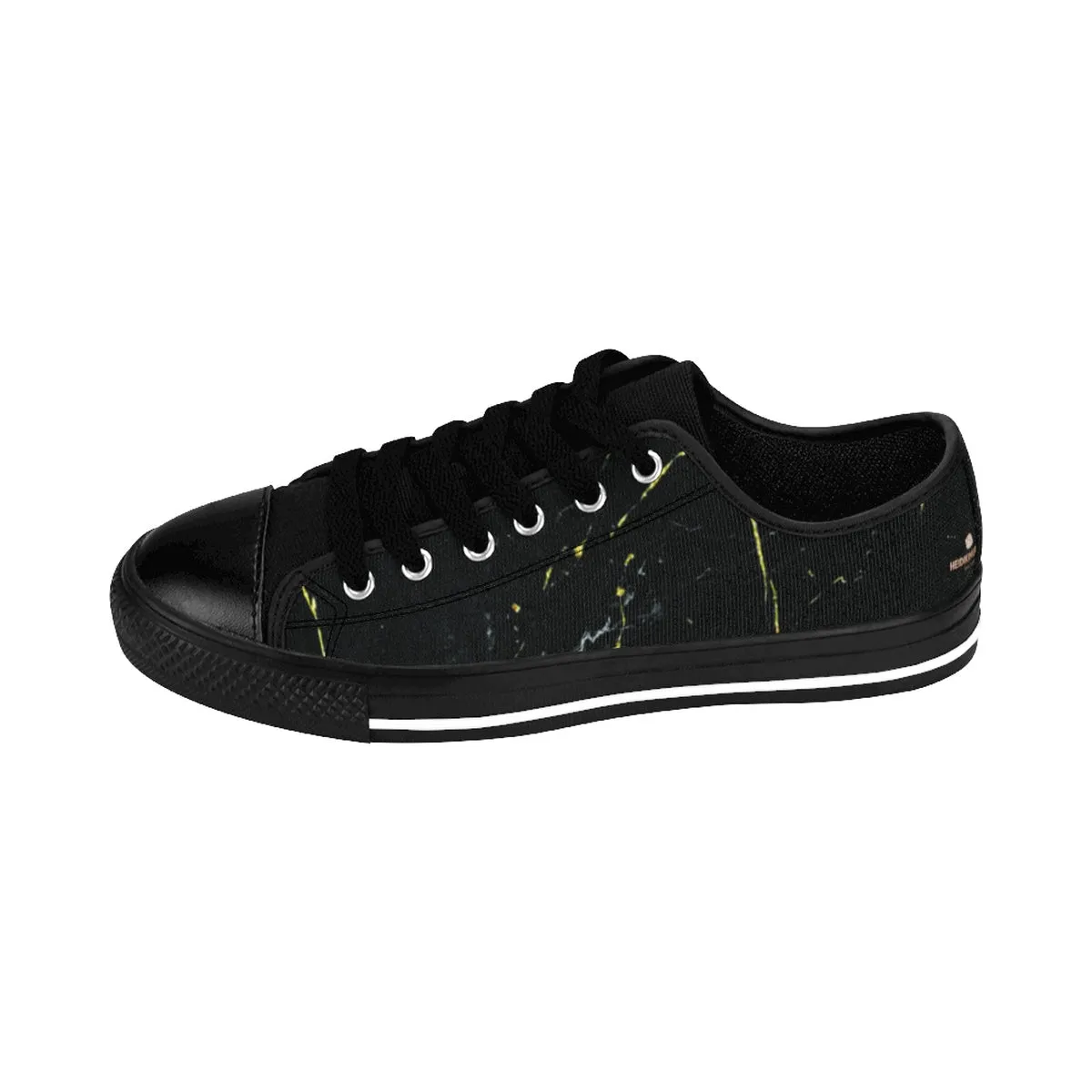 Black Marble Men's Sneakers, Best Designer Low Top Shoes Running Tennis Shoes Footwear