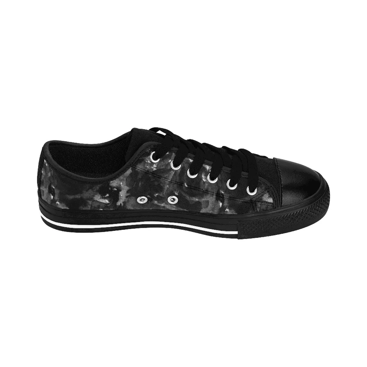 Black Rose Men's Low Tops, Floral Print Tattoos Style Men's Best Low Top Sneakers Running Shoes