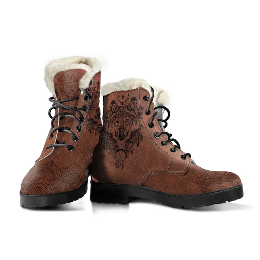 Boho Wolf Fur Leather Boots