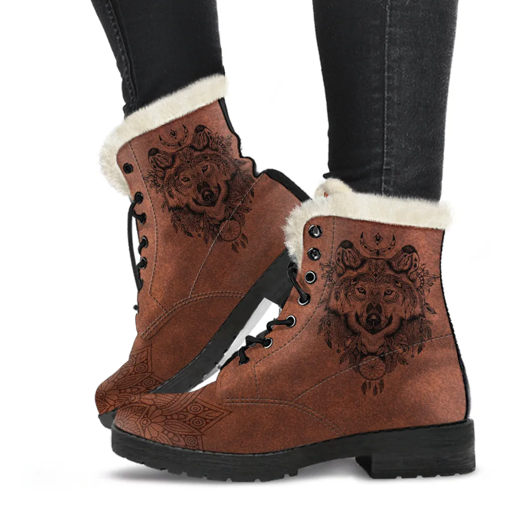 Boho Wolf Fur Leather Boots