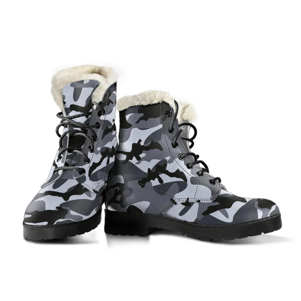 Camo Vegan Fur Boots