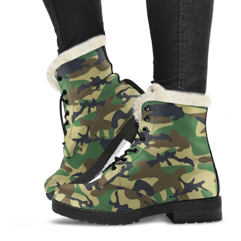 Camo Vegan Fur Boots