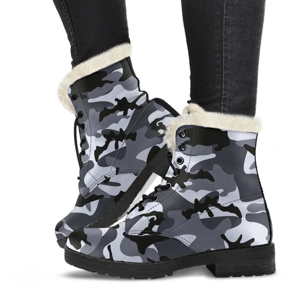 Camo Vegan Fur Boots