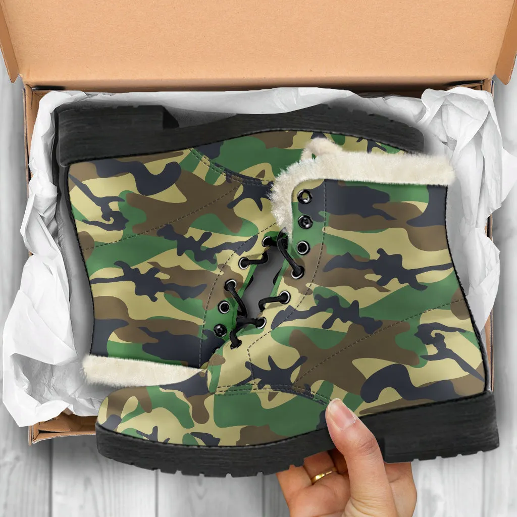 Camo Vegan Fur Boots