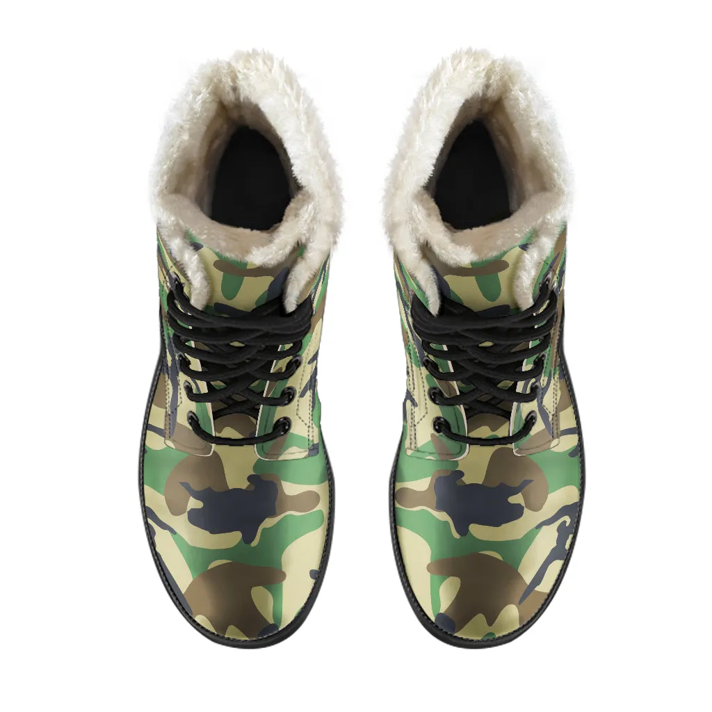 Camo Vegan Fur Boots