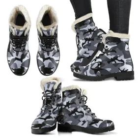 Camo Vegan Fur Boots