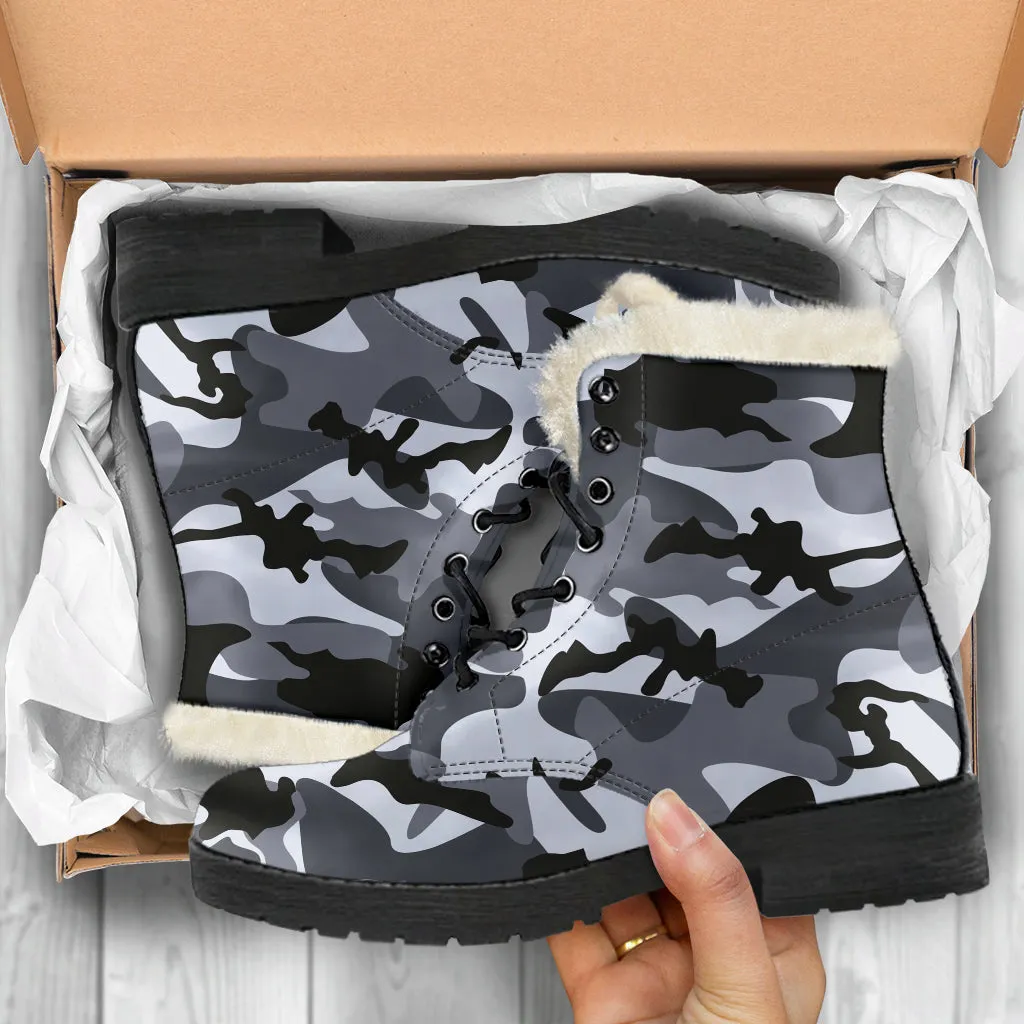 Camo Vegan Fur Boots