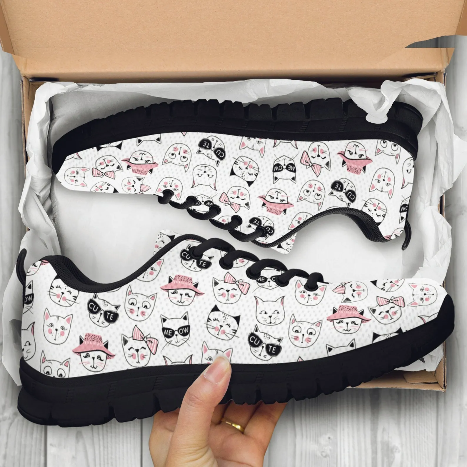 Cat Lover Shoes Cat Printed Sneakers Kitty Running Shoes Cat Owner Gifts Clothing for Womens Mens Kids Adults