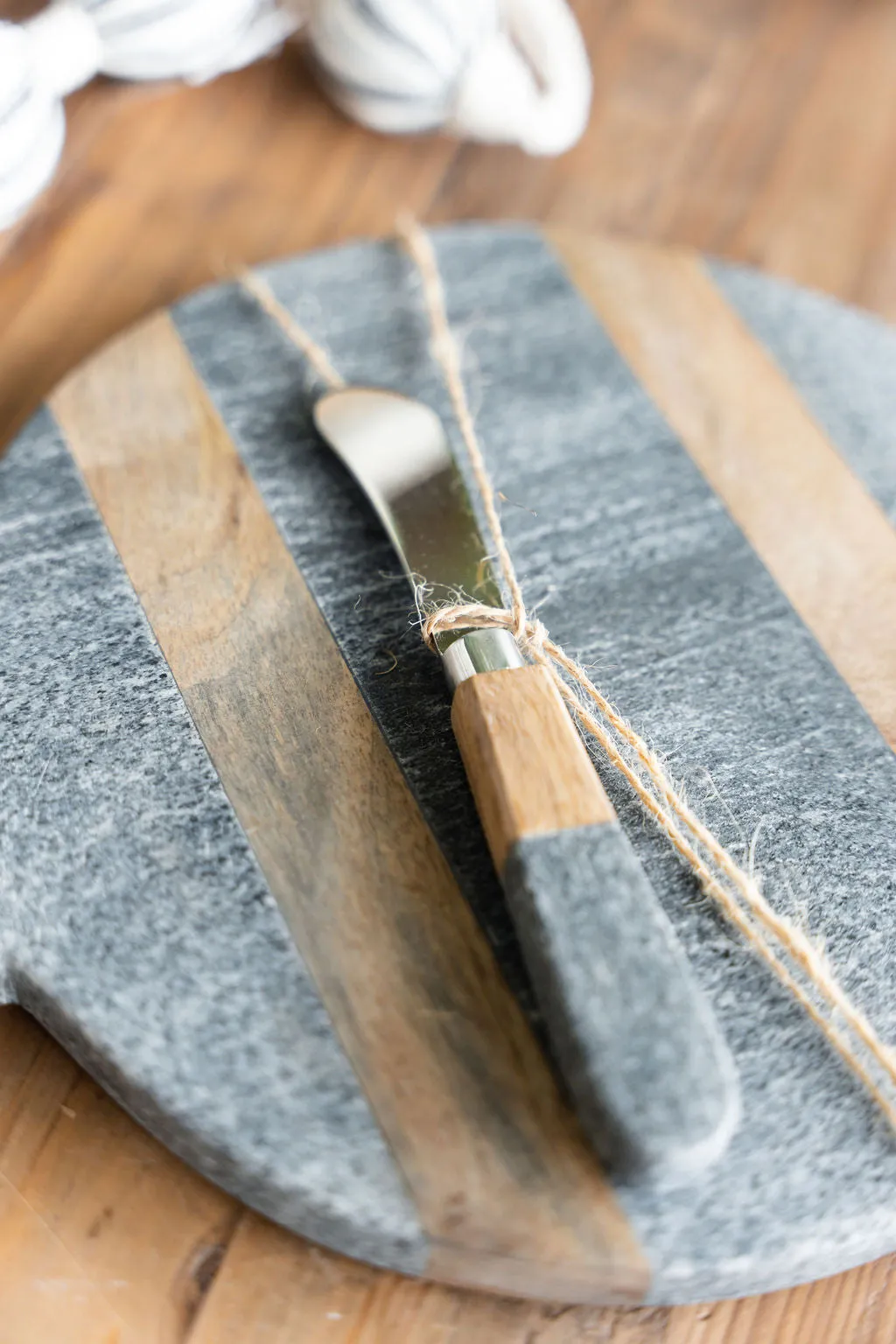 Charcoal Wood Accented Marble Cutting Board Set