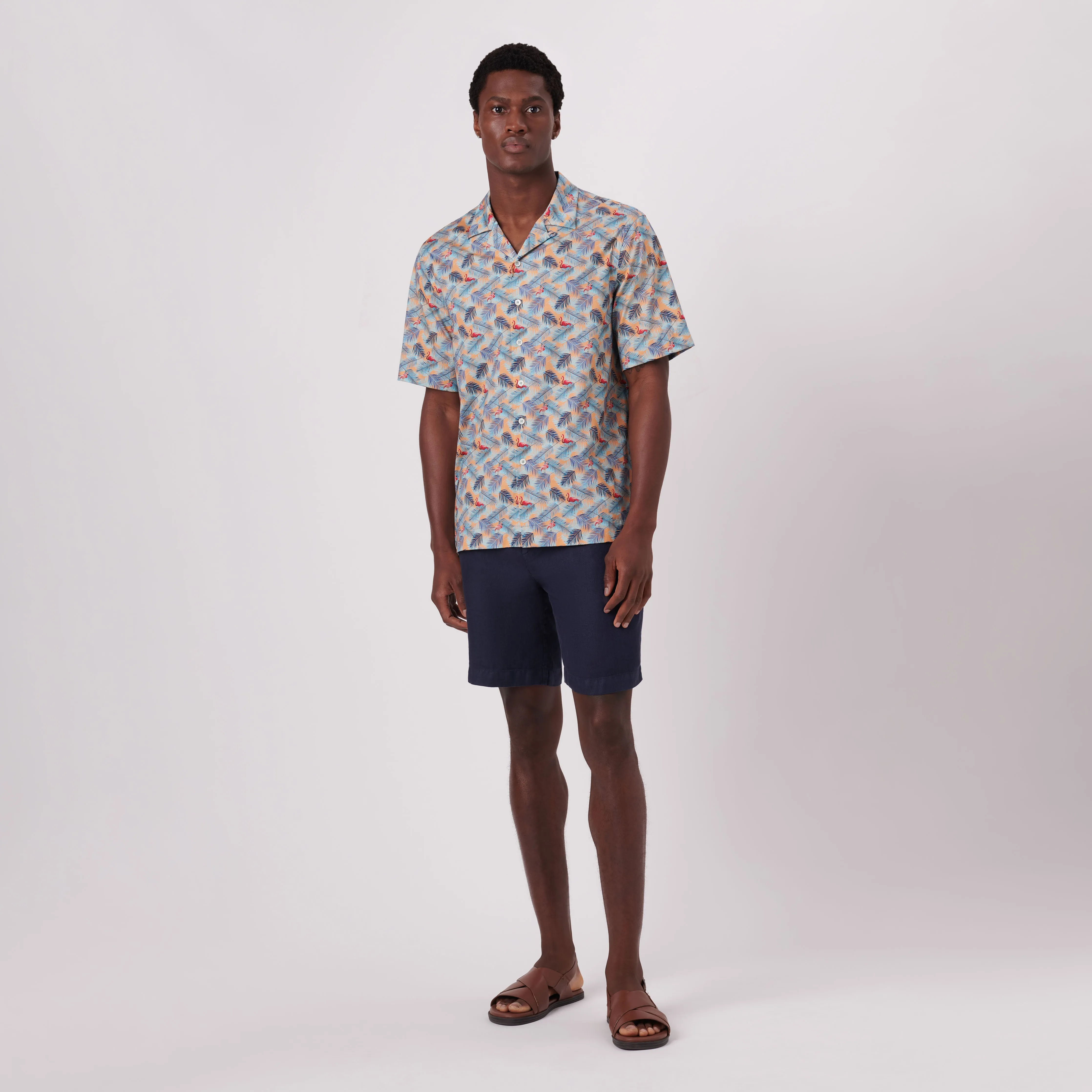 Cole Flamingo Print OoohCotton Camp Shirt