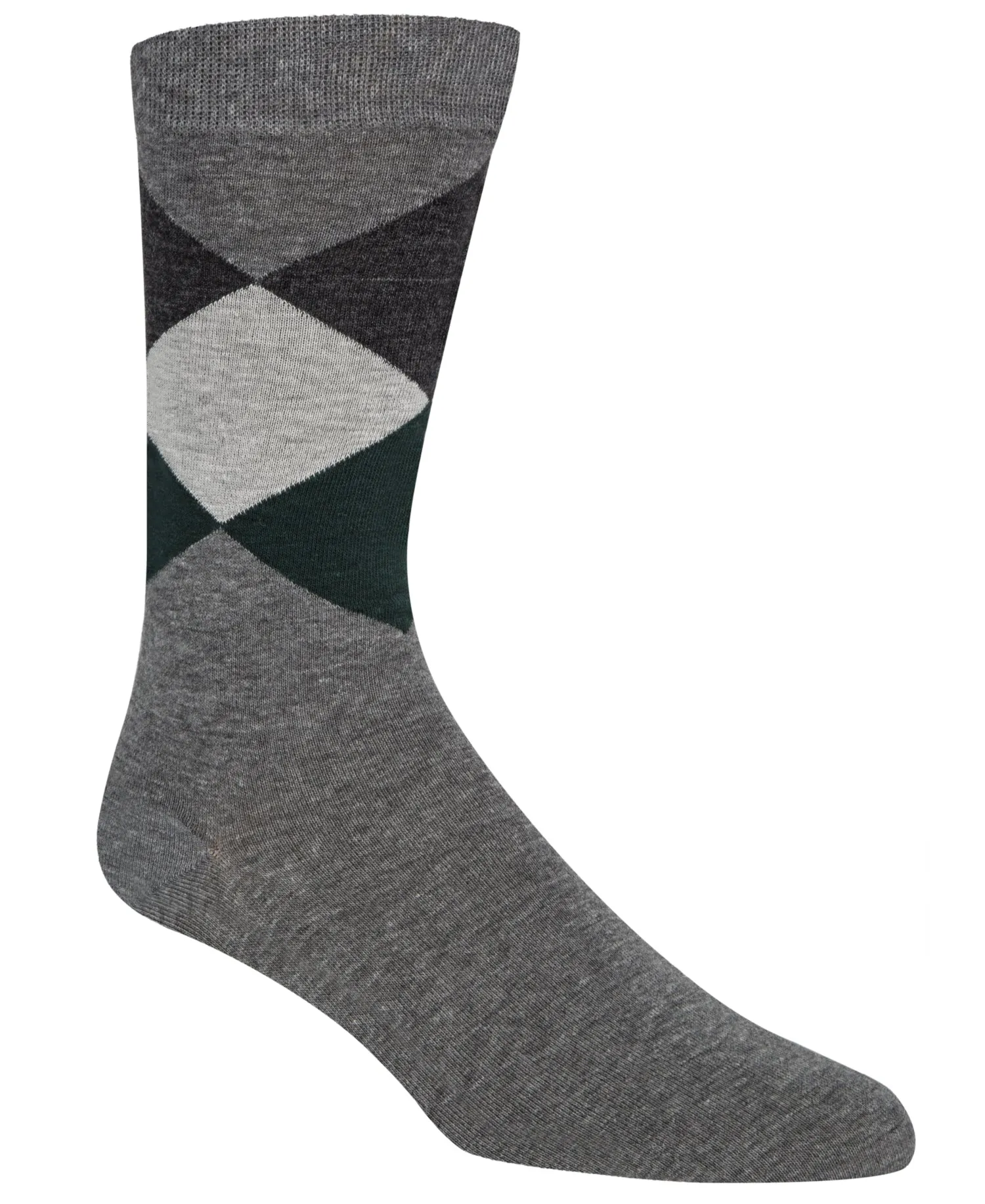 Cole Haan Men's Diamond Crew Socks, Grey Heather, One Size