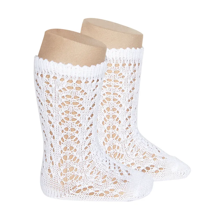 Condor Socks - Full Openwork, Knee High - White