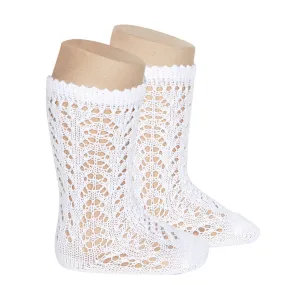 Condor Socks - Full Openwork, Knee High - White