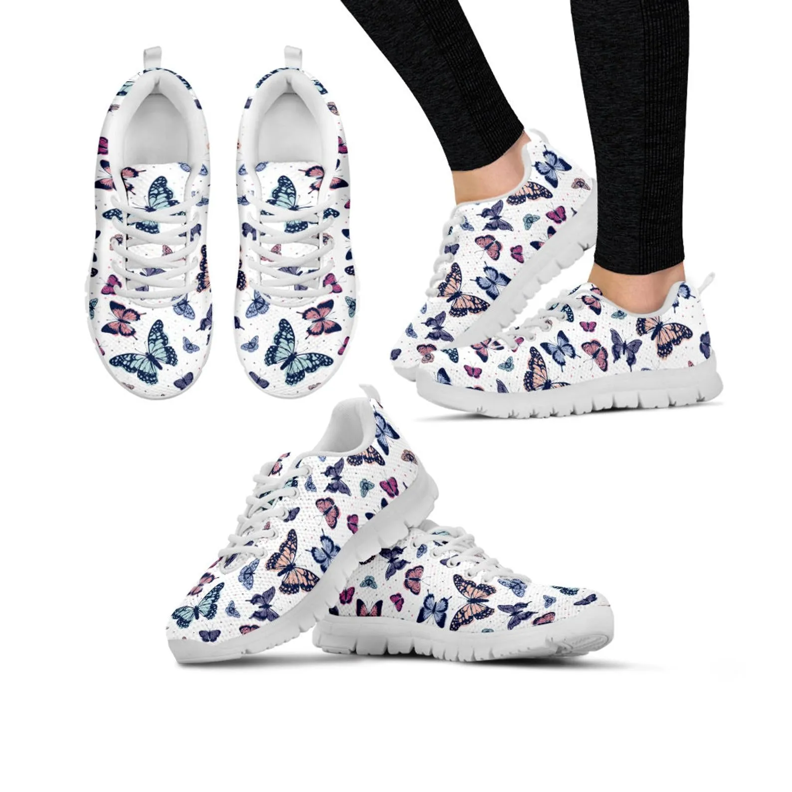 Cool Butterfly Shoes Butterfly Printed Sneakers Butterfly Running Shoes Butterfly Lover Gifts Clothing for Womens Mens Kids Adults