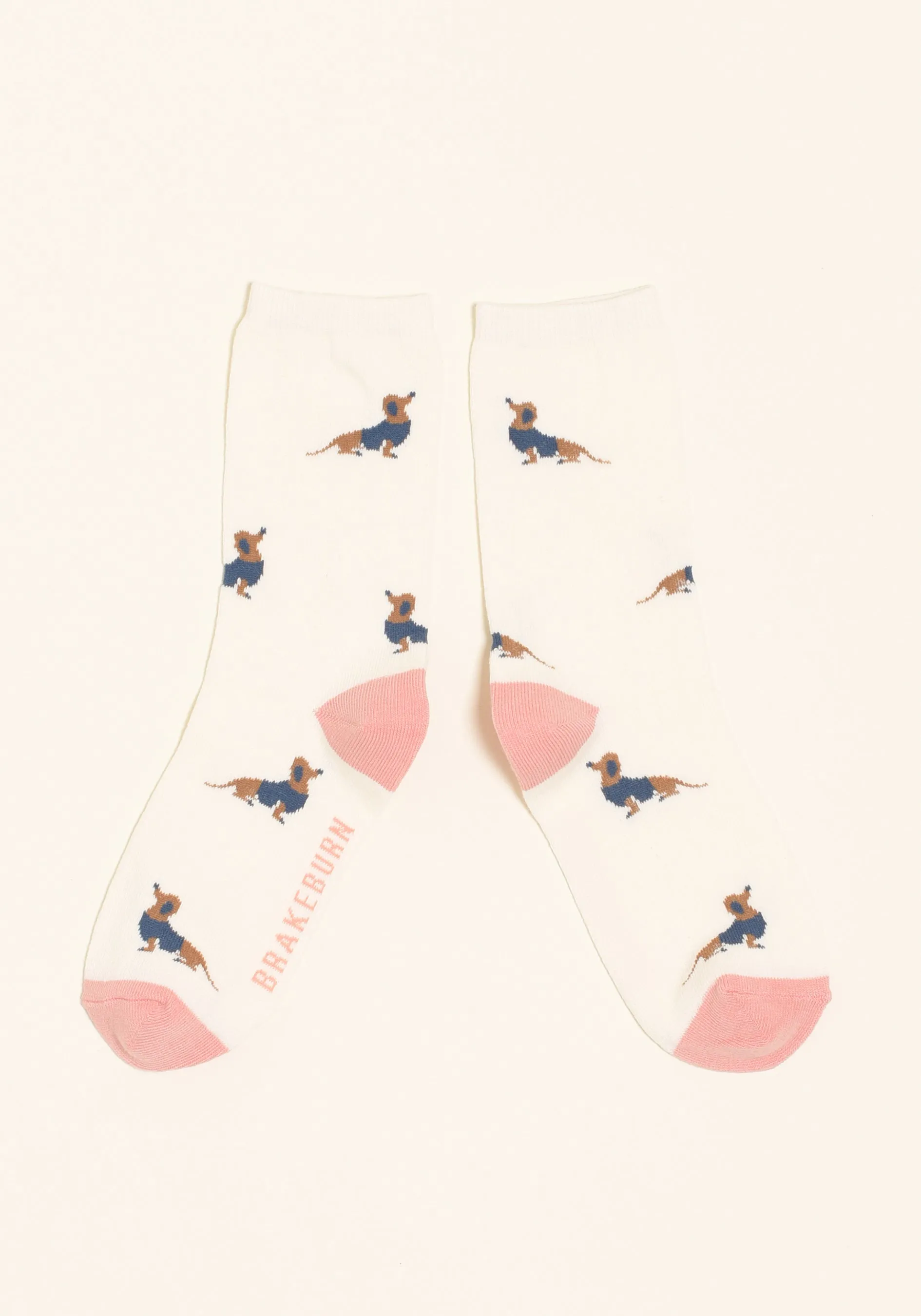 Cream Sausage Dog Sock