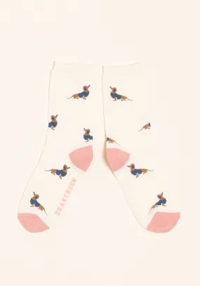 Cream Sausage Dog Sock