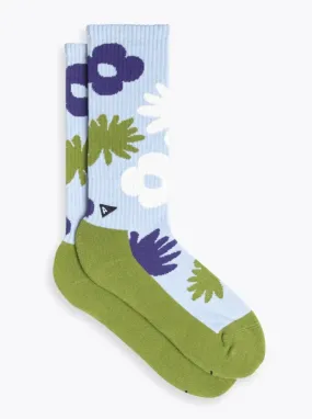 Crew Sock Floral - Sky Floral