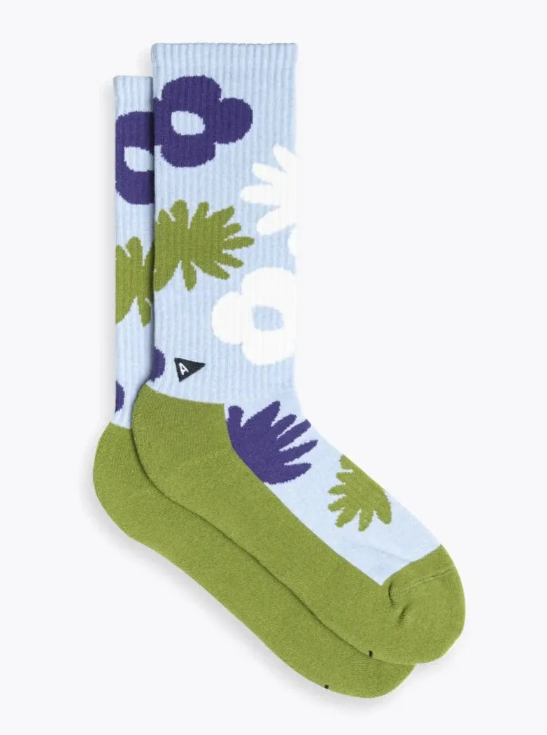 Crew Sock Floral - Sky Floral