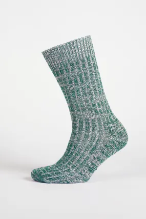 Cushioned Cotton Walking Sock - Seaweed/White