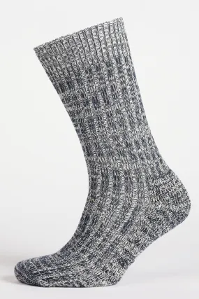 Cushioned Cotton Walking Sock - Slate Grey/White