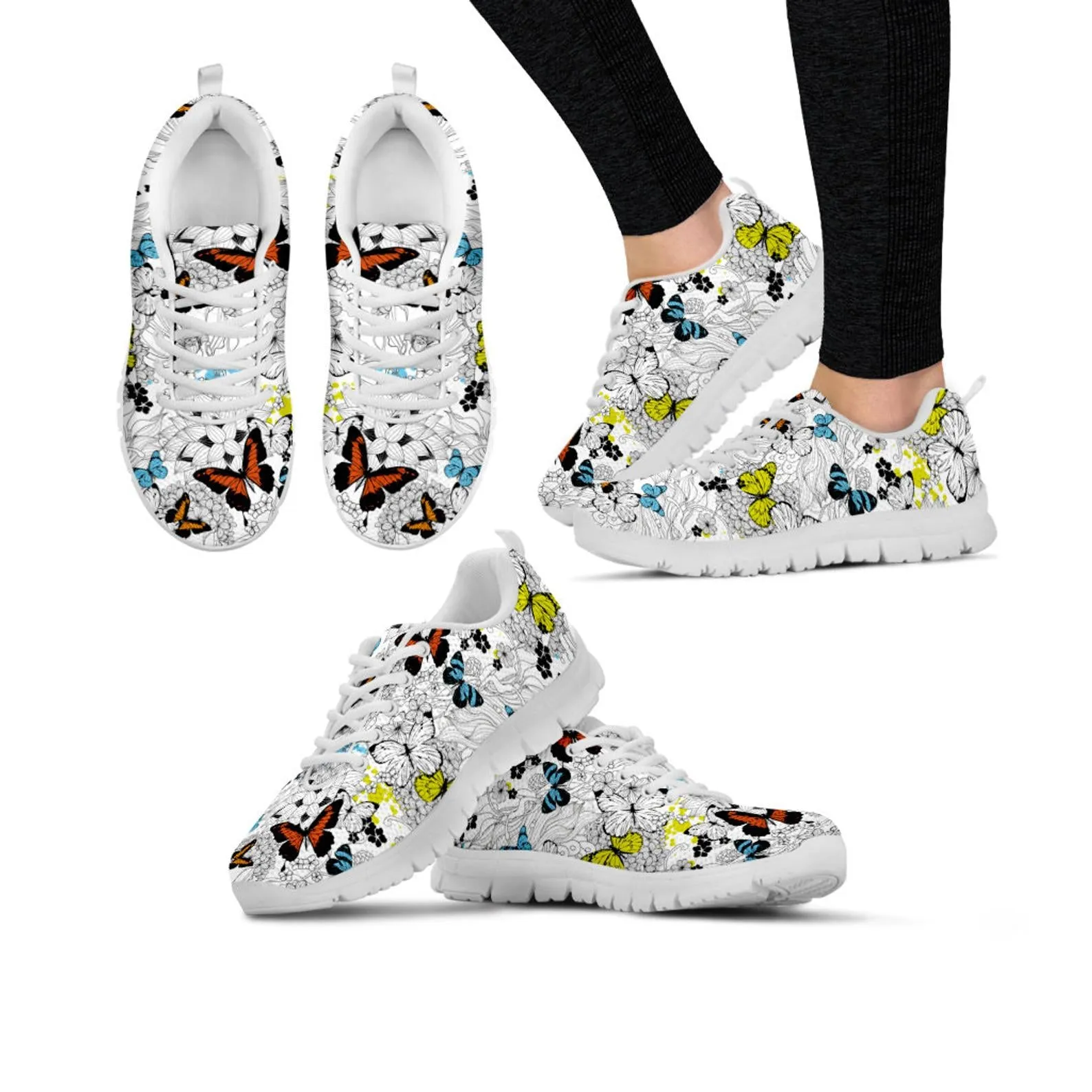 Cute Butterfly Shoes Butterfly Printed Sneakers Butterfly Running Shoes Butterfly Lover Gifts Clothing for Womens Mens Kids Adults