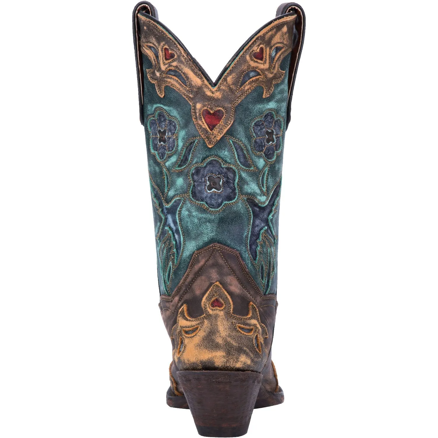 Dan Post Womens Vintage Bluebird Cowboy Boots Leather Chocolate/Teal