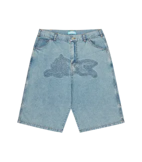 EMBOSSED RUNNING DOG SHORTS - BLUE