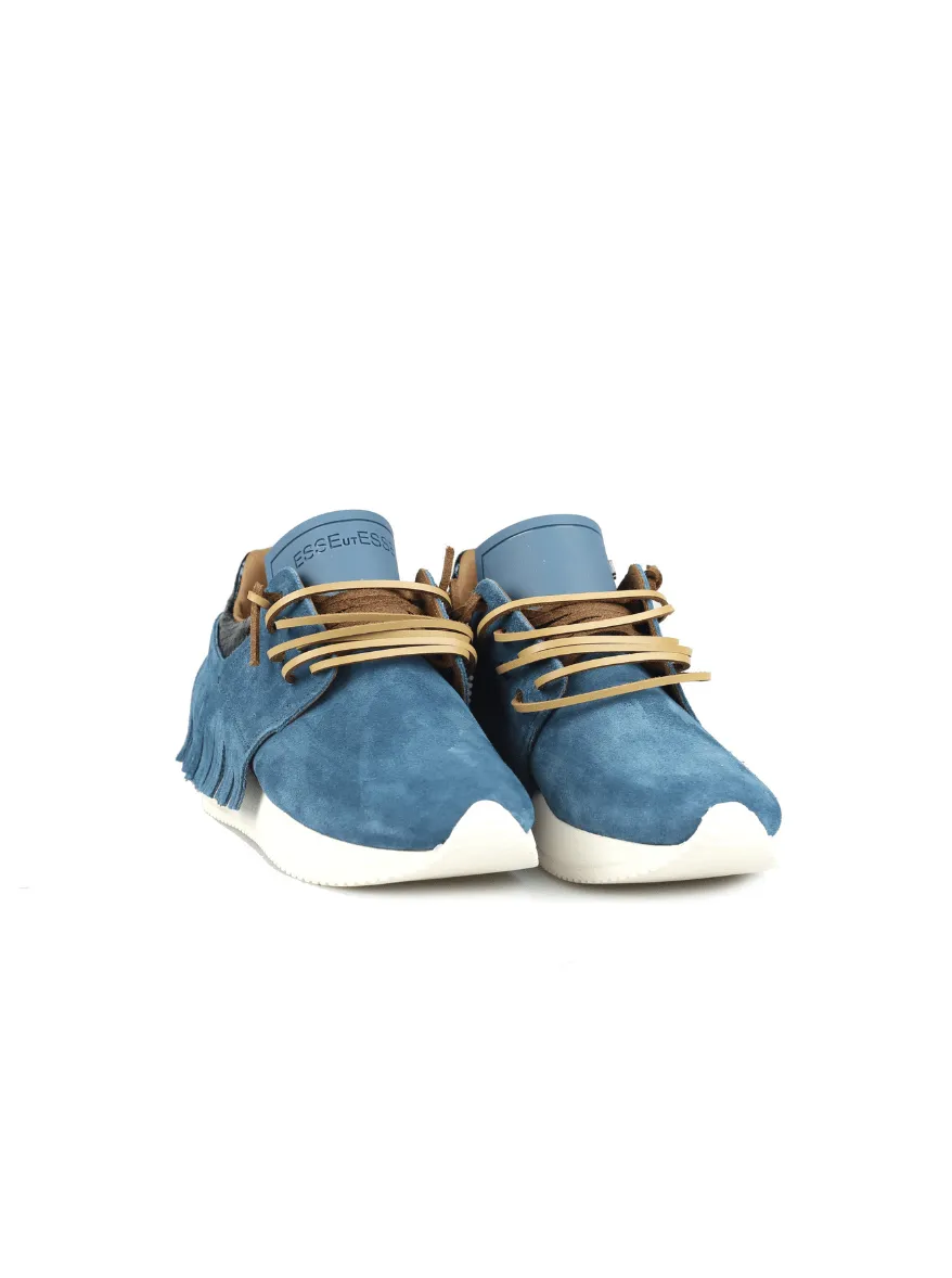 Esseutesse Suede Fringe Sneaker - Cyan