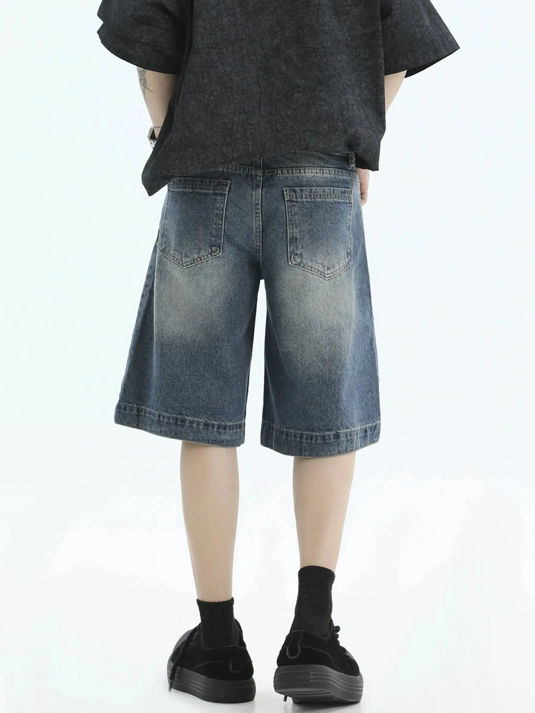 Faded Knee Denim Shorts