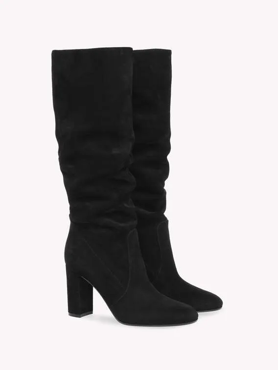 G8062785RICC45 Glen suede 85 knee-high boots