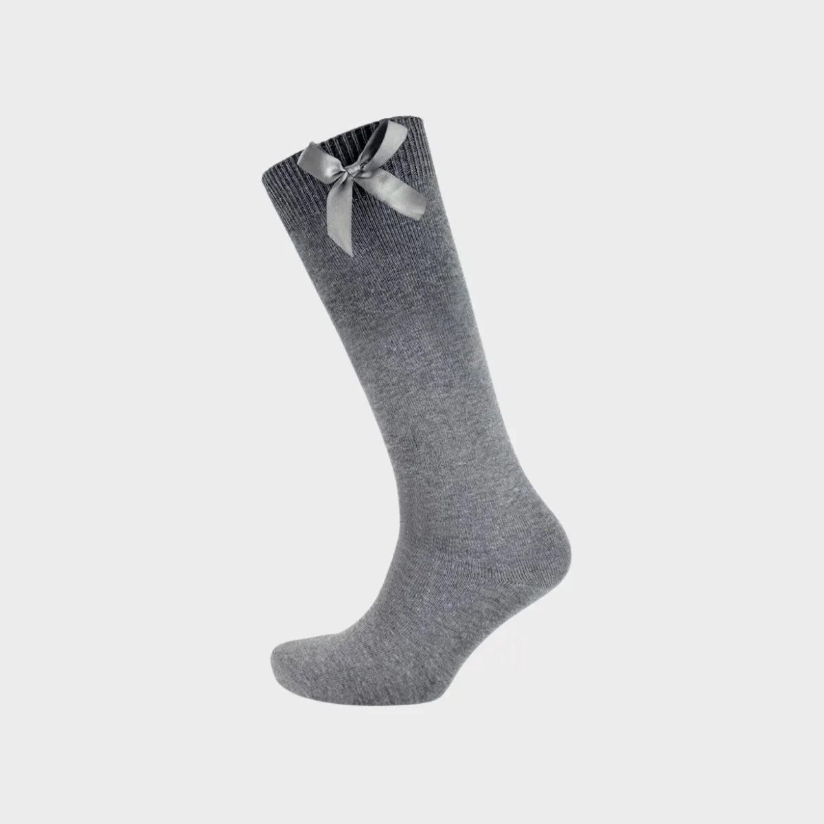 Girl`s Grey Knee High Socks with Bow