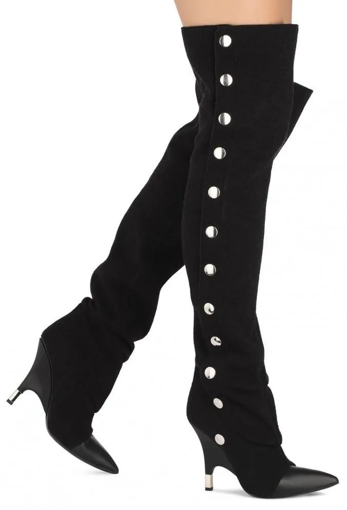 'Harper' Cuissard Boots, Black