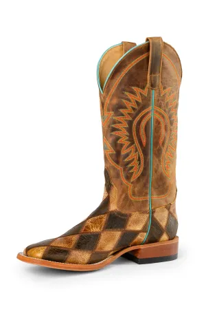 Horse Power by Anderson Bean Mens Honey Leather Cowboy Boots Patchwork 11.5 EE