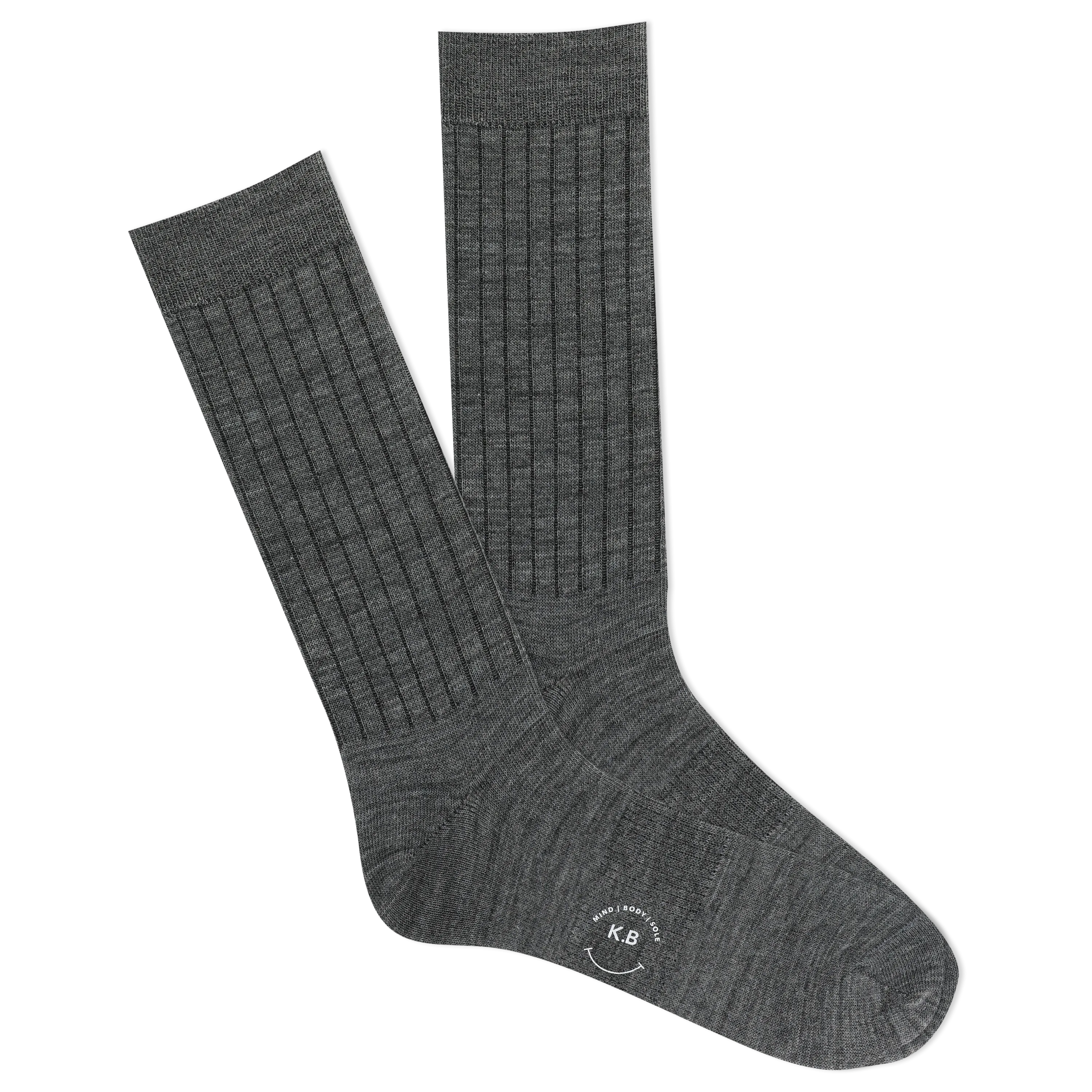 K.Bell Men's Classic Comfort Fit Wool Blend Ribbed Crew Sock