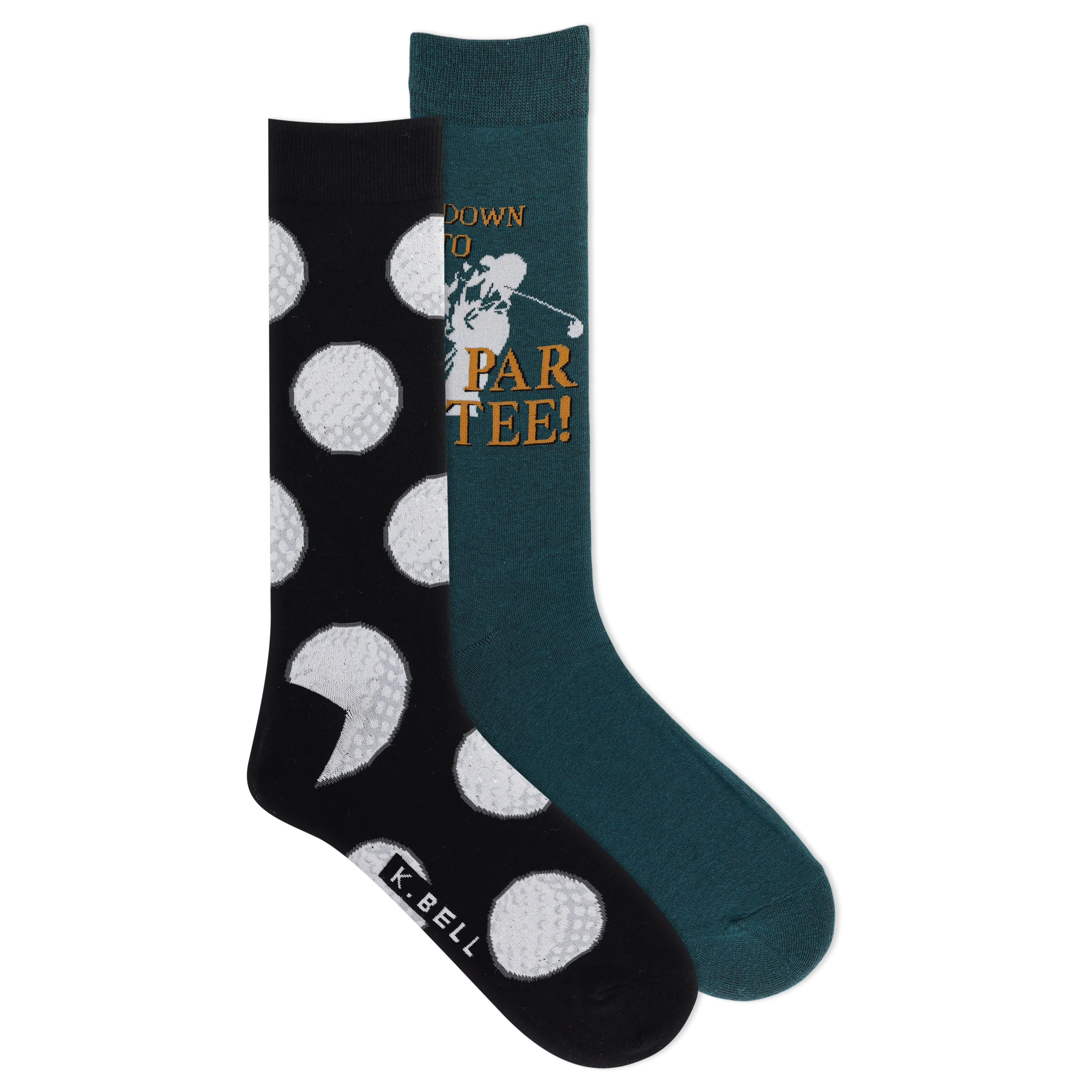 K.Bell Men's Down to Par Tee Crew Sock 2 Pair Pack Gift Box