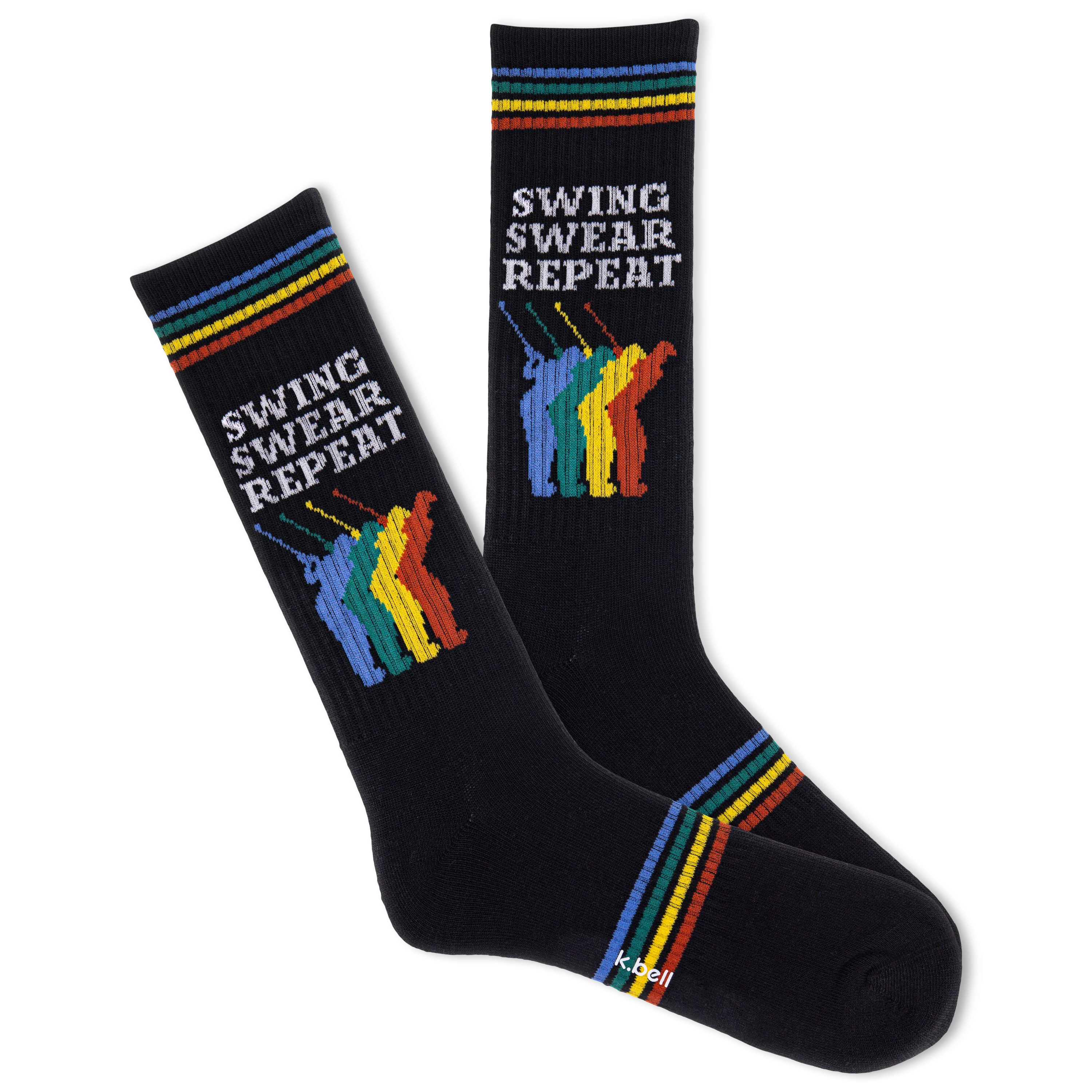 K.Bell Men's Swing Swear Repeat Active Crew Sock