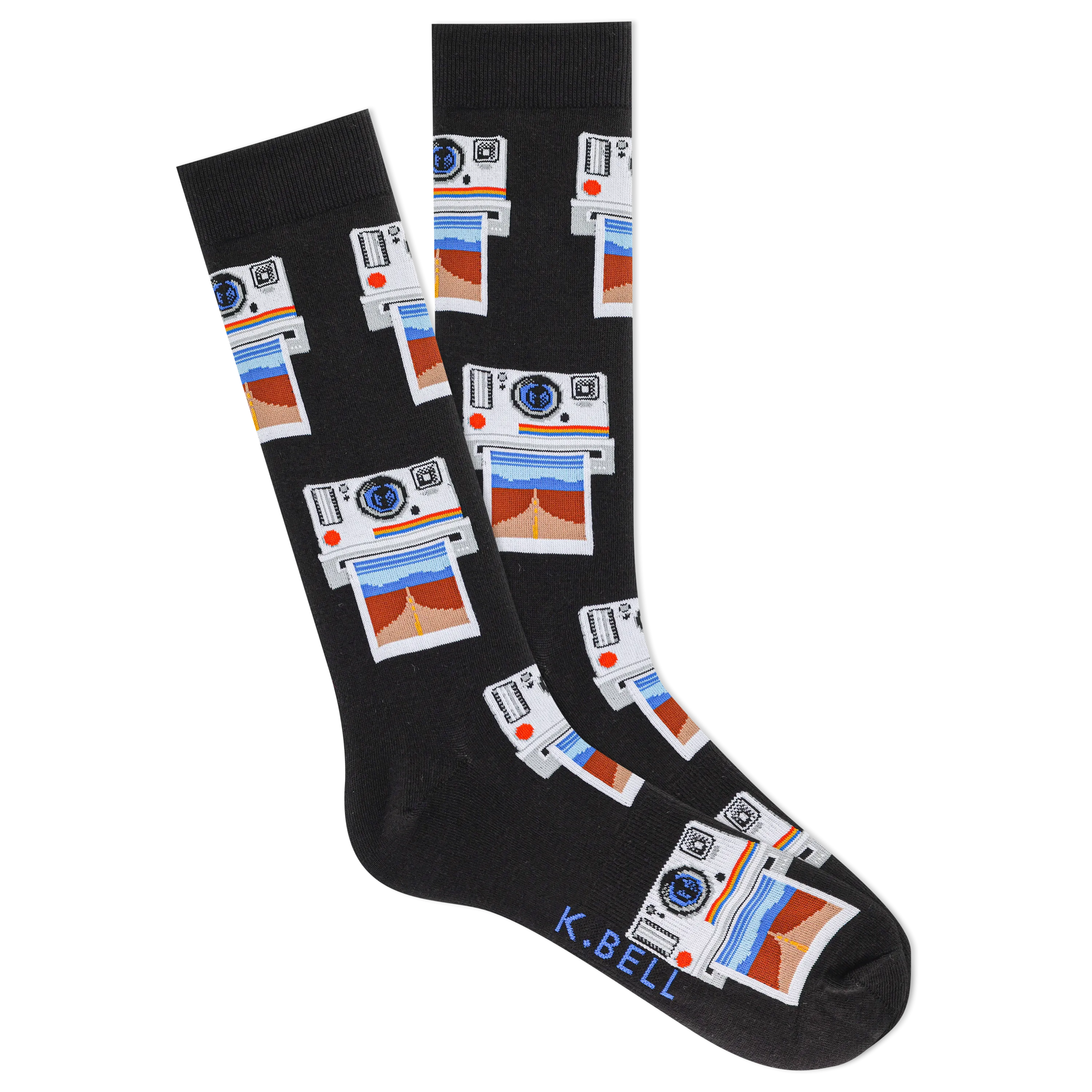 K.Bell Men's Vintage Camera Photos Crew Sock