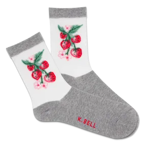 K.Bell Women's Sheer Strawberry Vine Crew Sock